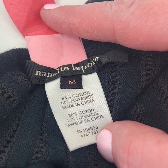 Nanette Lepore Black Gold Beaded Top M - Picture 8 of 8